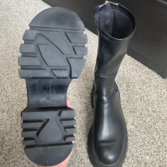 Zara Faux Leather Sock Boots - Picture 5 of 6